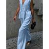 V-neck Sleeveless Vest Pants Set Pure Color Women V Neck Sleeveless Vest Pants Suit
