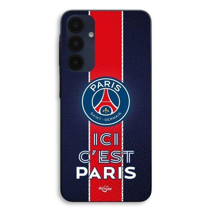 Coque de téléphone - MANIACASE - Samsung Galaxy A25 - Silicone TPU - Noir - PSG logo ici c'est Paris