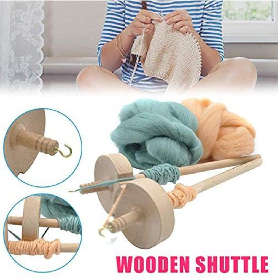 2Pcs Drop Spindle for Spinning Wool Yarn Spin Top Whorl Drop Spindle Hand Carved Wooden for Beginners