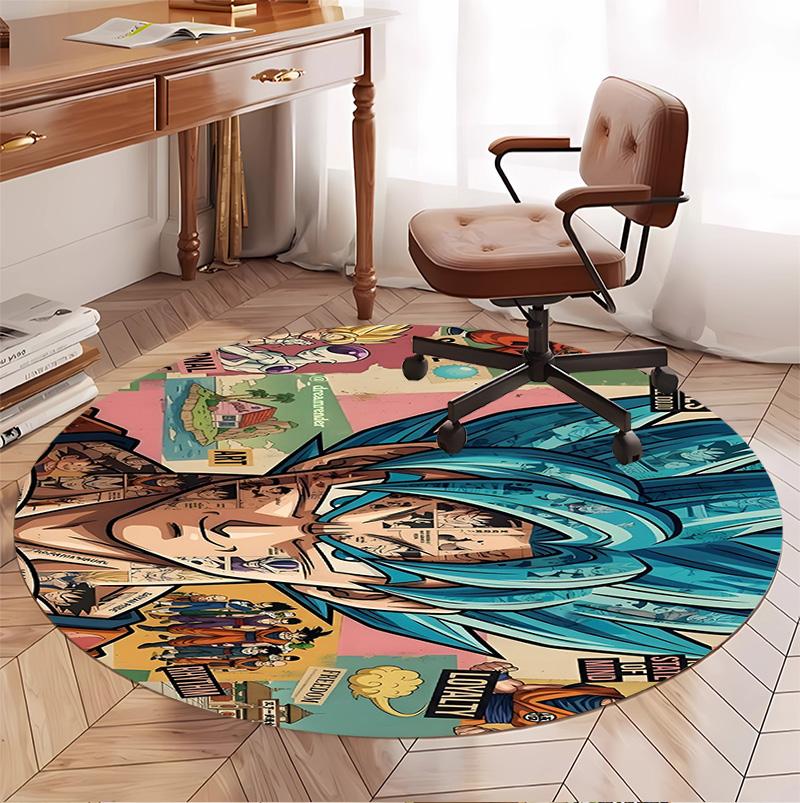 DRAGON BALL Pattern Round Rug, Indoor/Outdoor Mat, for Picnic, Gameroom, Bedroom, Office, Living Room, Home Decor Carpet, Birthday Gift