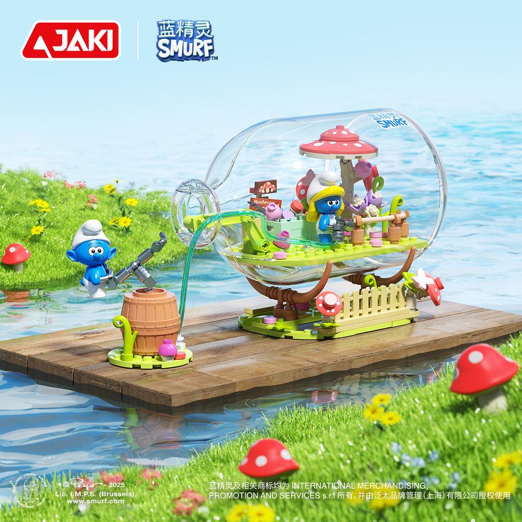 Смурфики Дрейфующая бутылка Конструктор Выращивание грибов Сад Лес Фруктовый напиток Дом Модель Кирпичики Детские игрушки сделай сам Праздничный подарок