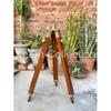 Antique Brass And Wooden Tripod Stand Vintage Brass Tripod, Lamp,Telescope Stand