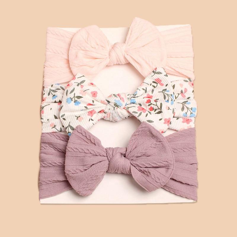 3Pcs new children's headscarf, baby cute bow headband combination, comfortable baby headband.