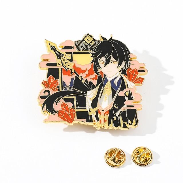 Игра Genshin Impact Сяо Ху Тао Ганьюй Моракс Чжунли Барбатос Венти Брошь для косплея, значок на булавке, металлическая опора, украшение