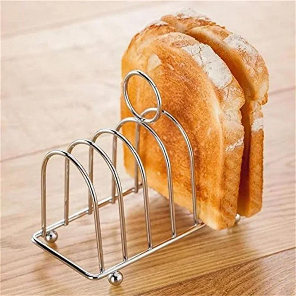 6 Slots Bread Rack Stainless Steel Cooling Cooling Holder Dish Rack Slices Toast Rack  Sponge
