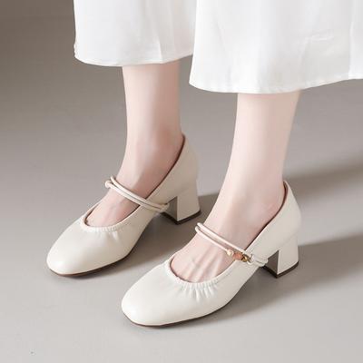 Модные туфли на высоком каблуке Женская обувь Массивные удобные туфли-лодочки Летние модные сандалии Ретро Мэри Джейн Женская обувь 2025 Новый тренд Zapatillas De Mujer