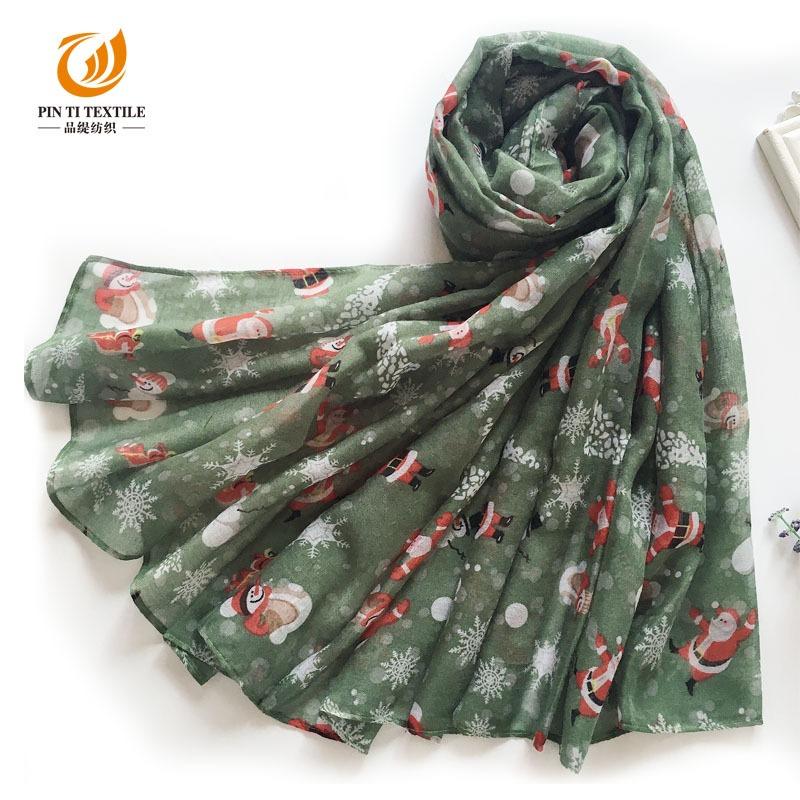 Новый Рождественский Шарф Пряжа Бали Принт Санта Снеговик Лось Шарф Длинный