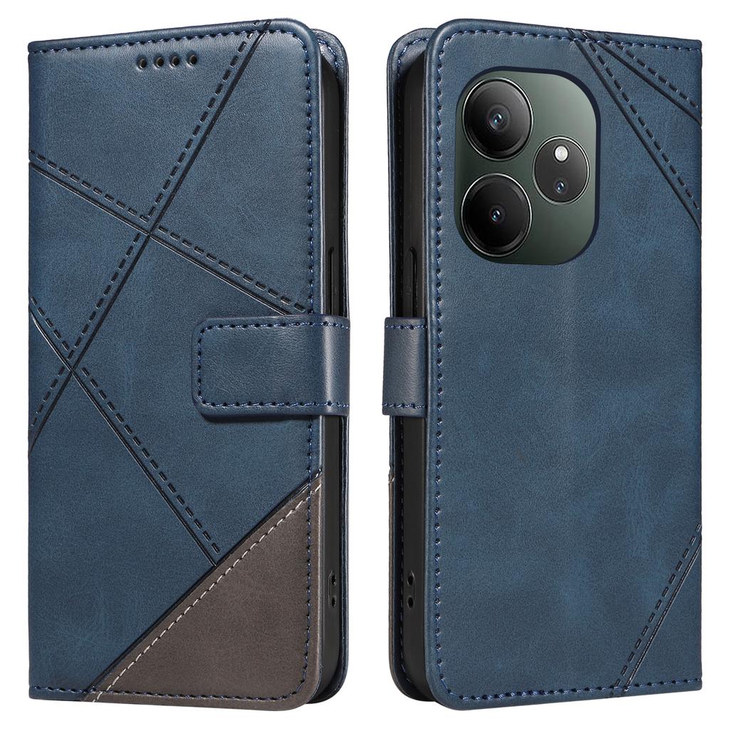 Для Realme GT 6 5G Чехол Кожаный Геометрическая Линия Чехол для Телефона Держатель для Карт Магнитная Застежка