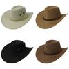 Western Cowboy Hat Men's Women's Style Felt Hat Sun Hat Riding Hat Cowboy Drawstring Hat