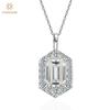 100% серебро 925 пробы VVS1 3EX D Цвет 3CT 7*9 мм изумрудной огранки настоящий муассанит с бриллиантом и драгоценным камнем кулон ожерелье изысканные ювелирные изделия GRA