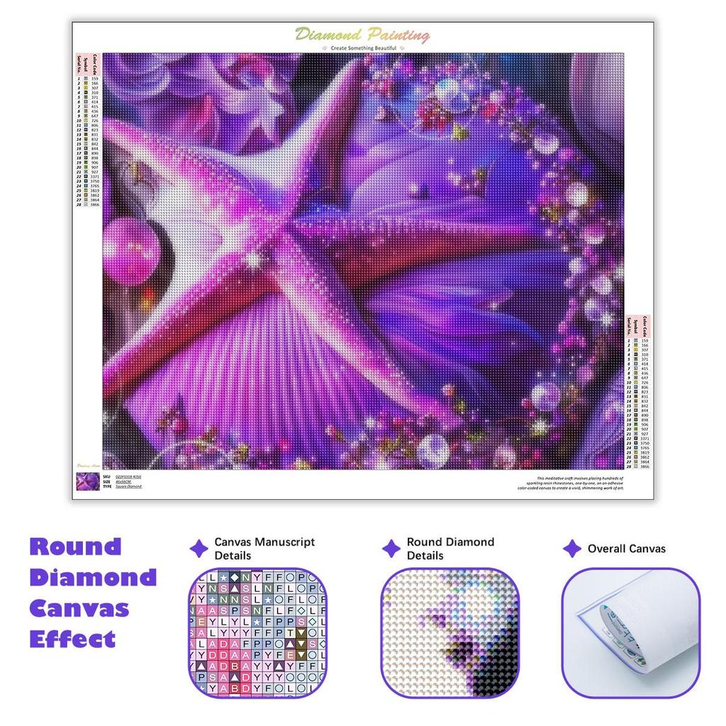 Алмазная картина фиолетовая морская звезда, вышивка, пейзажная мозаика, картина из стразов, Настенный декор 30x40 см/12x16 дюймов