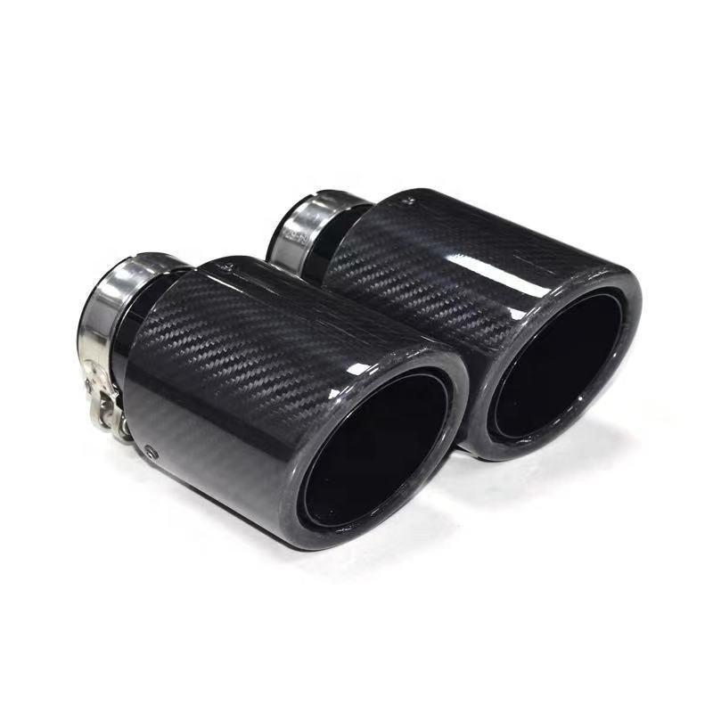 BMW Universal Gloss Black 304 Stainless Steel Carbon Fiber Muffler Tailpipe - Tailpipe Modification