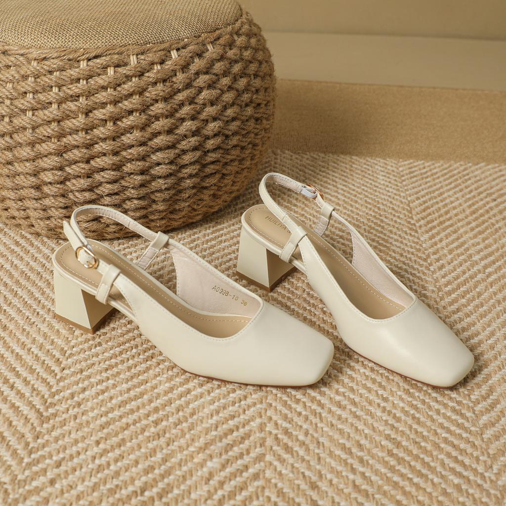 Босоножки на высоком каблуке, квадратный носок, сумка-голова, полушлепанцы, женская обувь, новые туфли Мэри Джейн, босоножки с открытой пяткой, женские летние