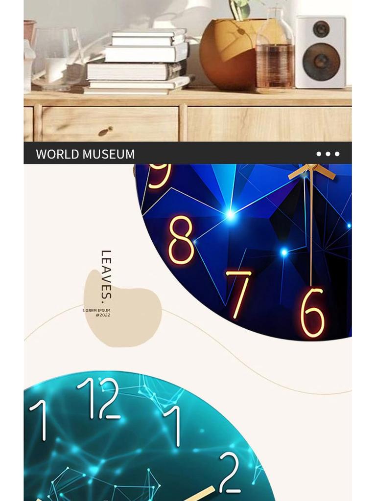 12-дюймовые геометрические настенные часы со звездным небом из стекла - тихие декоративные часы для гостиной