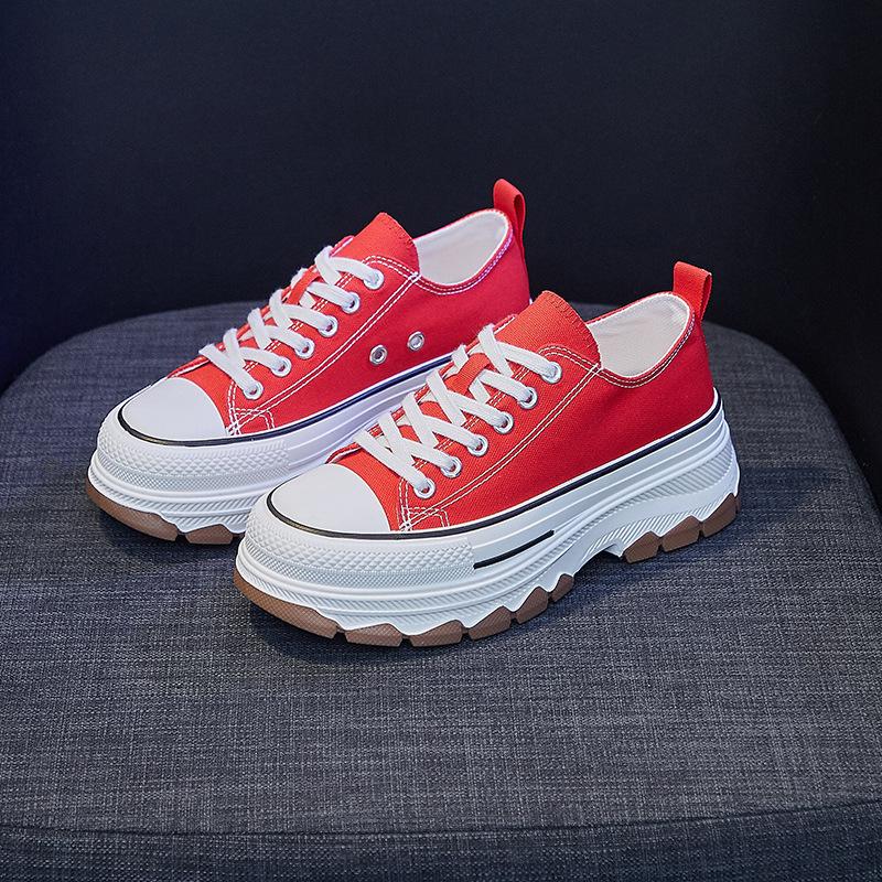 Модная корейская парусиновая обувь для женщин 2024 года, горячая распродажа, дышащая модная обувь на платформе, повседневная обувь с толстой подошвой, кроссовки для женщин