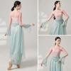 Chinese Hanfu Saree Blouse Gradient Dance Mesh Top Fashion Performance Training Costumes  Women