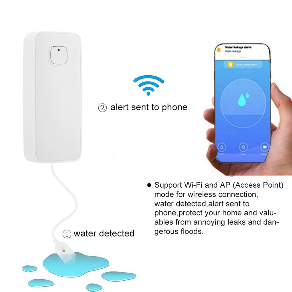 Умный беспроводной датчик затопления WiFi, детектор утечки, сигнализация, уведомление через приложение для Tuya