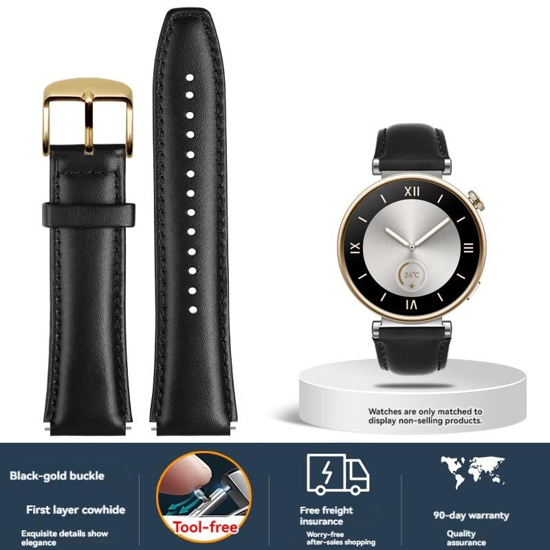 For Huawei Watch GT4 strap Calfskin sports watch New Cowhide fashionable 41mm leather replacement wristband accessories 18mm