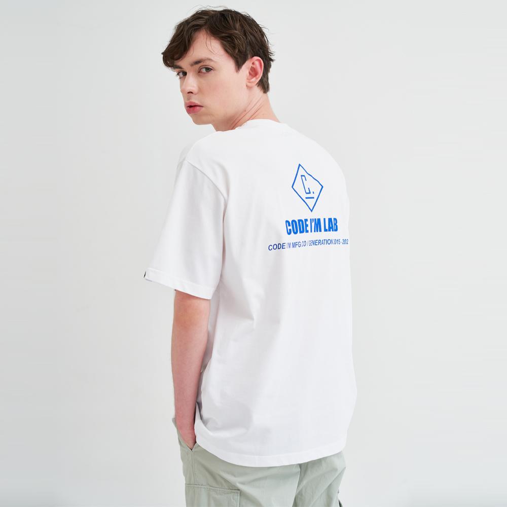 CODE I'M Lab Logo Print Oversized Short Sleeve T-Shirt White