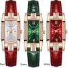 With Diamond Luxury Women Square Wristwatch Ladies Quartz Watch Leather Strap Bracelet Wrist