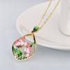 Classic Necklace for Women Pink Flowers Elegant Pendant Necklace Pink Epoxy Enamel Ladies Jewelry Elegant Sweater Chain