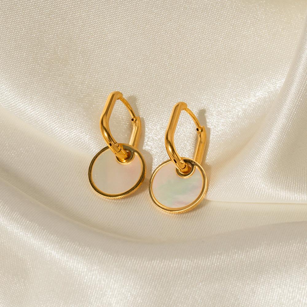 INS модные универсальные новые серьги из титановой стали 18K белые серьги-подвески с круглым кулоном-логотипом ювелирные изделия