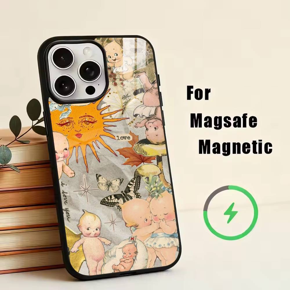 Милый чехол Kewpie Baby для iPhone 17, 16, 15, 14, 13, 12, 11 Plus, Pro, магнитный, для беспроводной зарядки Magsafe
