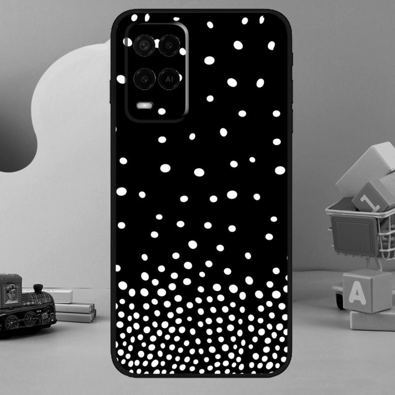 Черно-белый чехол в горошек для Oppo A78 A38 A18 A98 A58 A60 A80 A40 A96 A76 A16 A94 A74 A54 A15 A17 A57 A77 A5 Pro