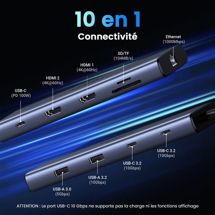 Hub USB-C 10 En 1 - UGREEN - Gris