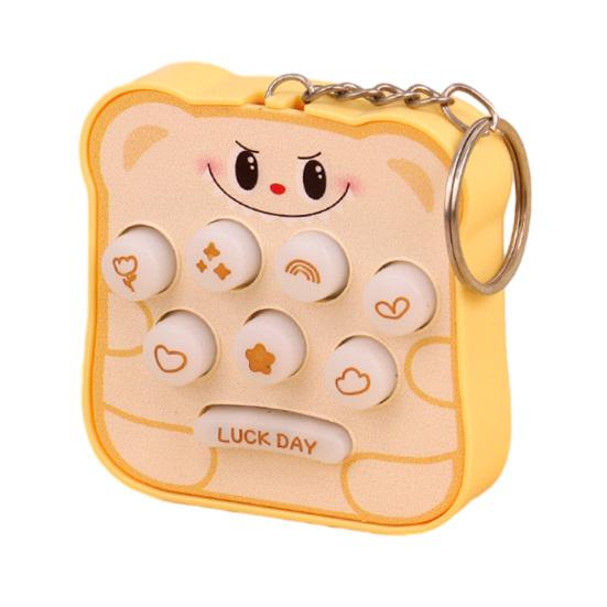 Keychain Toy Interactive Luminous Sound Effects Bread Shape Key Chain Mini Portable Whack-a-mole Decompressing Puzzle