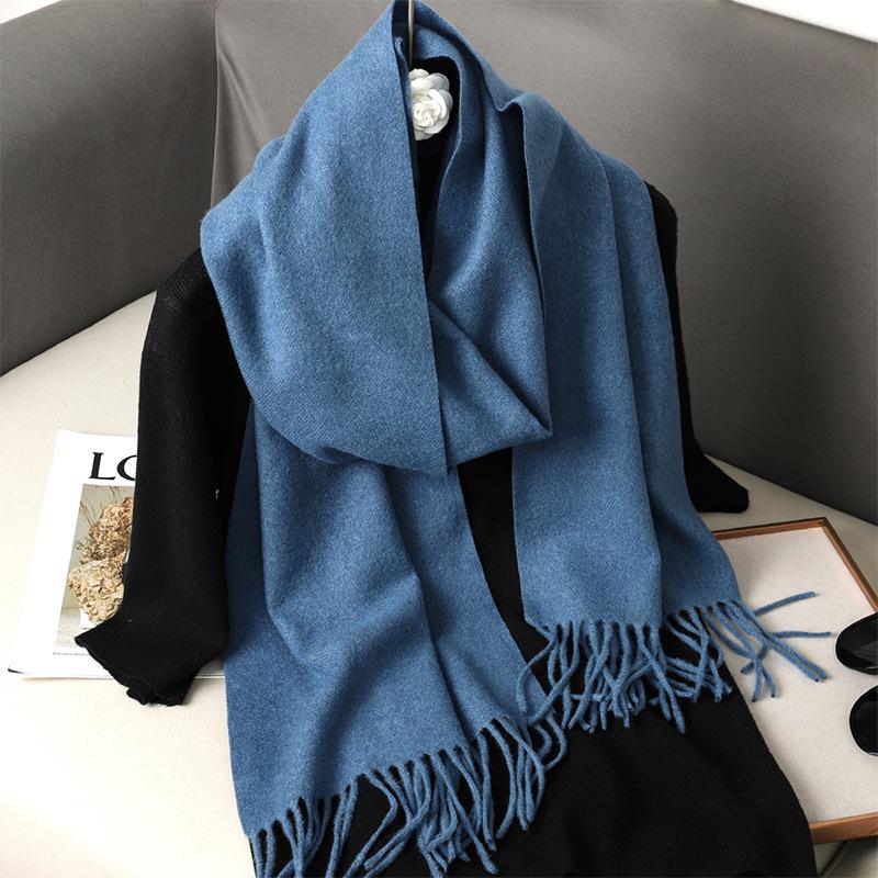62Color Solid Women Winter Scarf Теплый Утолщенный Кашемировый Шаль Уличная Мода Роскошные Кисточки Пашмина Дамская Накидка Ветрозащитные Шарфы