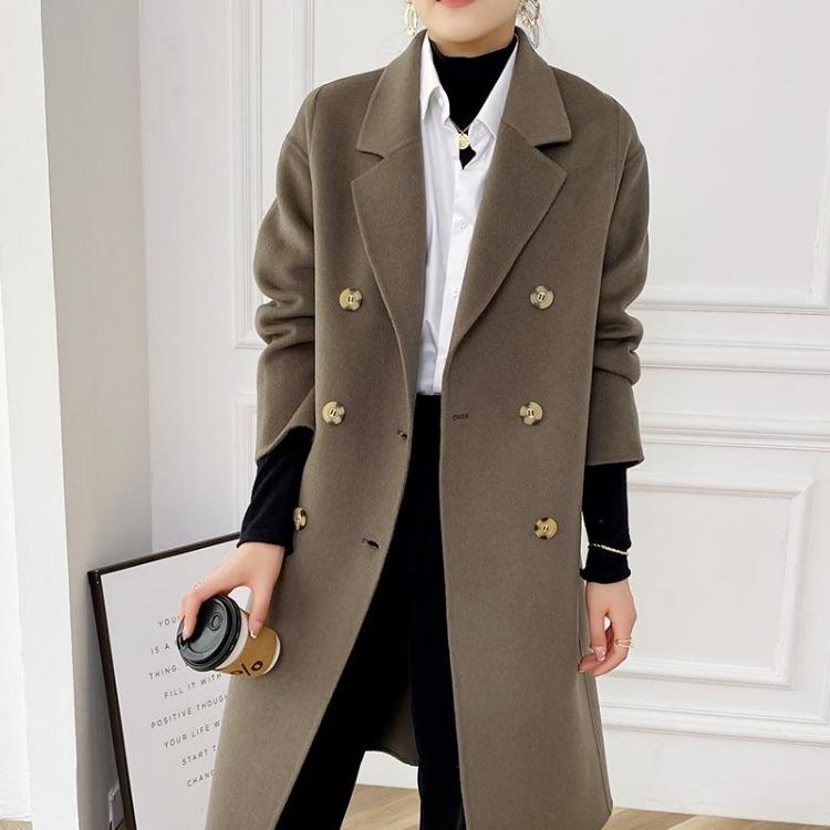 Warm Winter Wool Coat 100 Percent Wool Long Overcoat Handmade Pea Coat Autumn Women Jacket