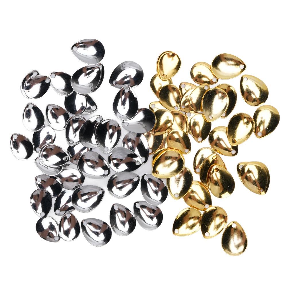 80PCS Iron Fishing Spoon Rigs Gold and Silver Fishing Spinner Baits Lure Making