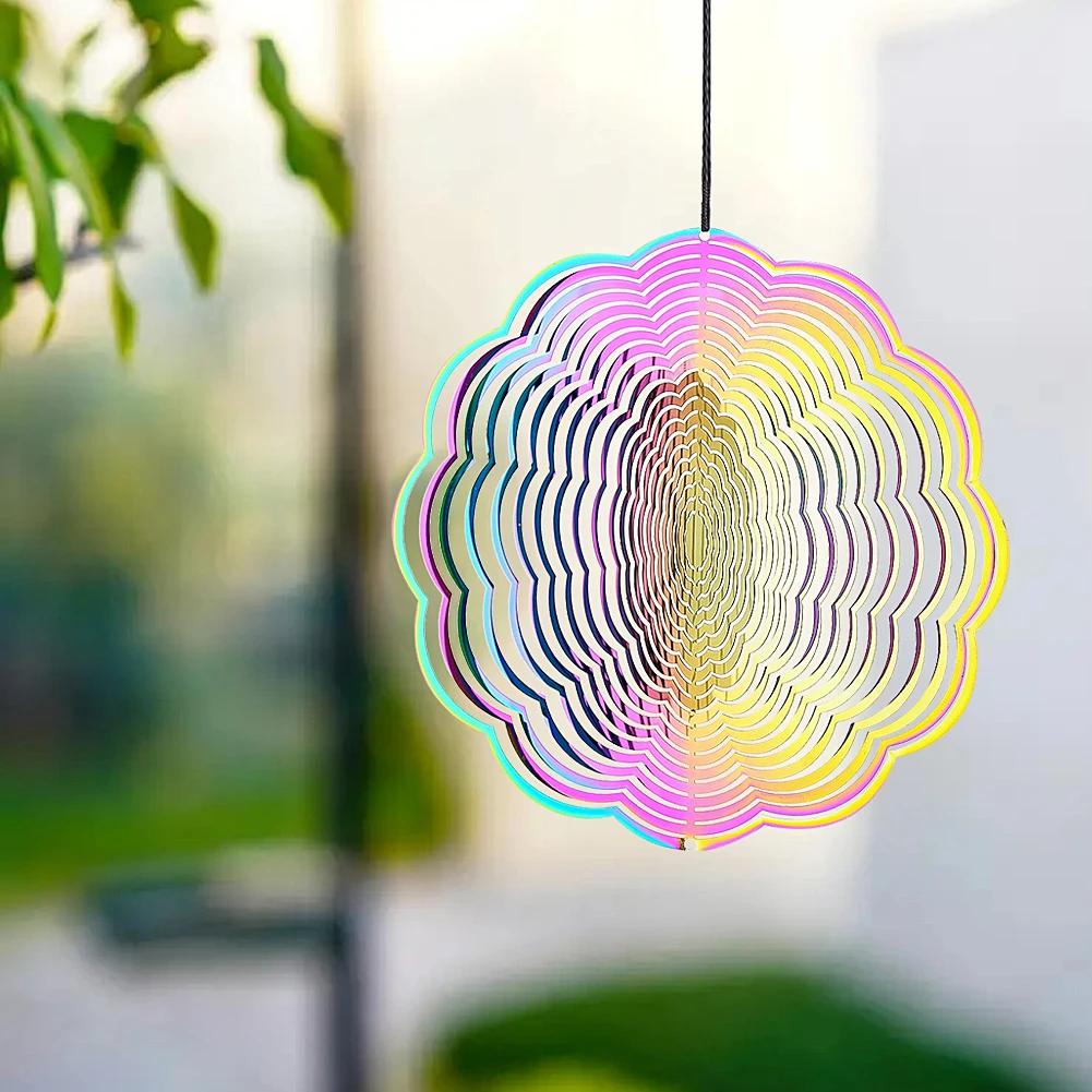 Градиентная мандала ветряная вертушка из нержавеющей стали вертушка колокольчики ловец солнца садовые подвесные украшения скульптуры ветряная мельница