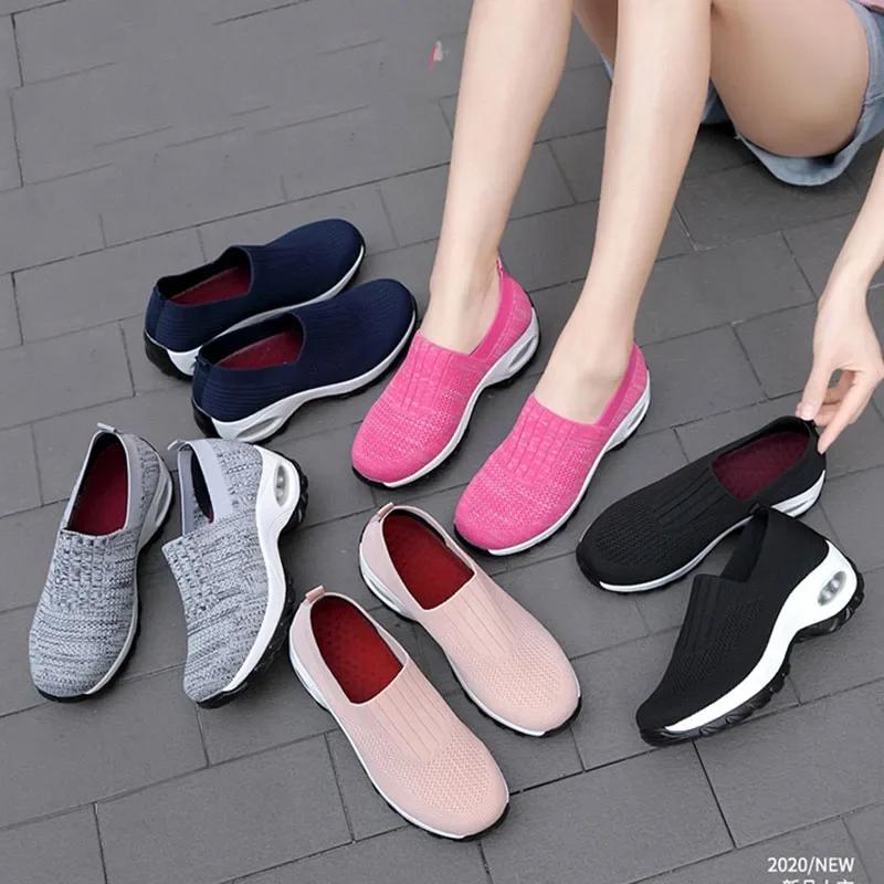 Женские туфли для ходьбы Slip-On, ортопедические, диабетические, женские, на платформе, мюли, легкие, сетчатые, на танкетке, женские кроссовки