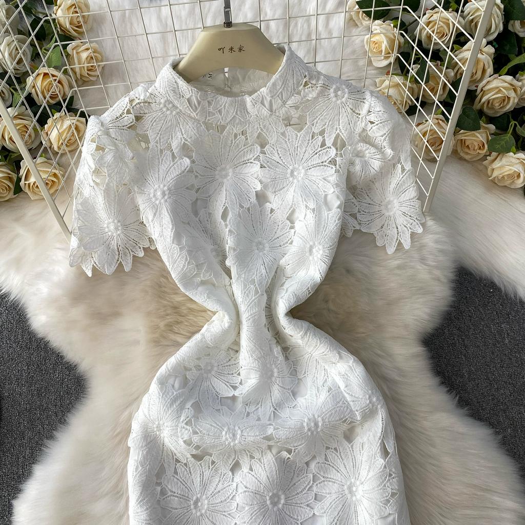 Летние Женские Элегантные Роскошные Платья Макси с Вышивкой Цветами и Кружевом, Облегающие Фигуру, для Вечеринки, с Юбкой Годе, для Выпускного