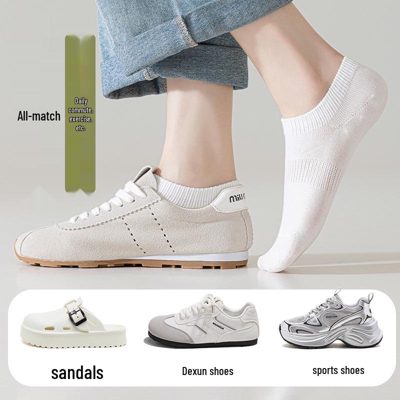 Женские нескользящие хлопковые носки-подследники - Тонкие весенне-летние, короткие носки, не скатывающиеся