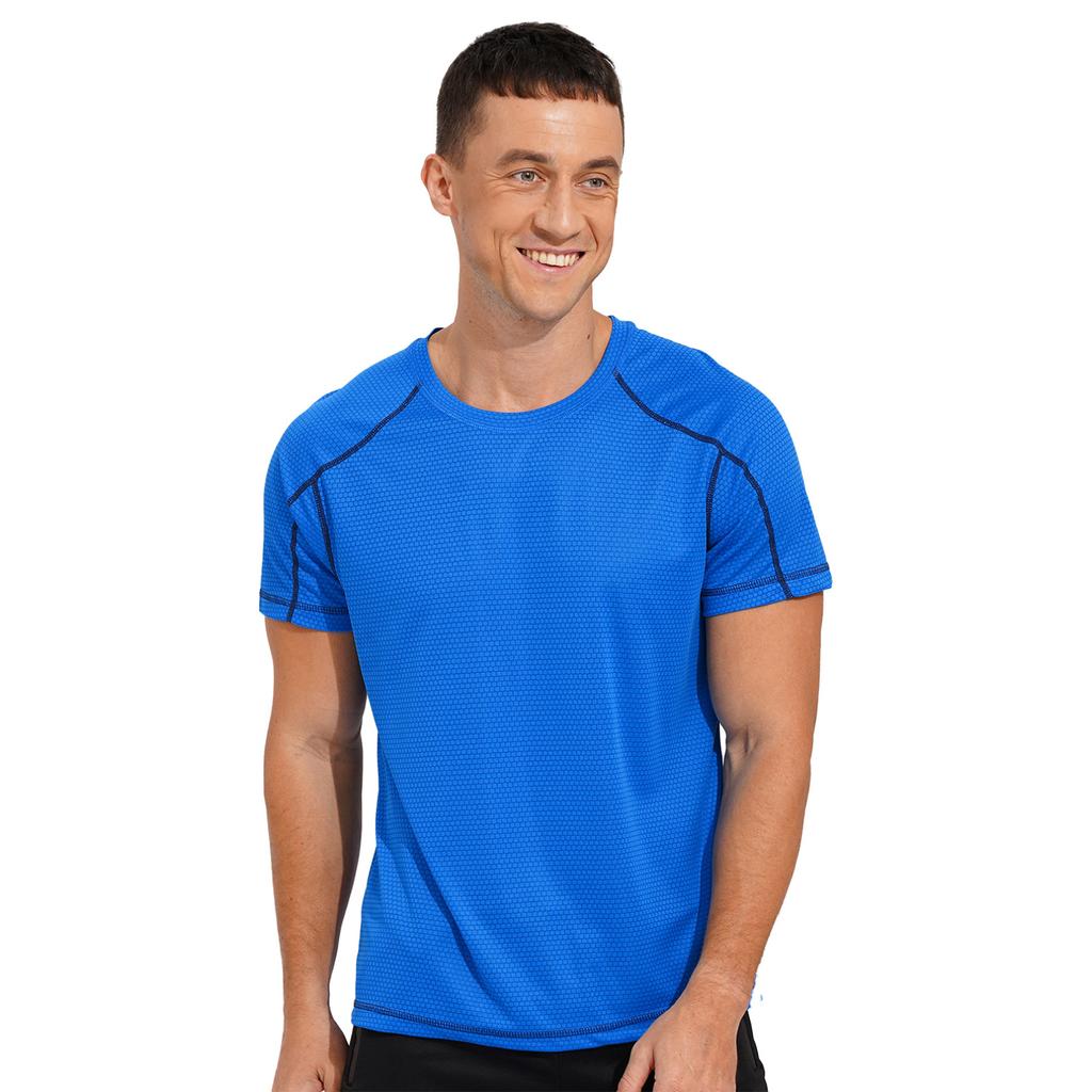 Men Summer Shirts Short Sleeve Tops Quick Dry Solid Color Athletic Sports Tops Plus Size