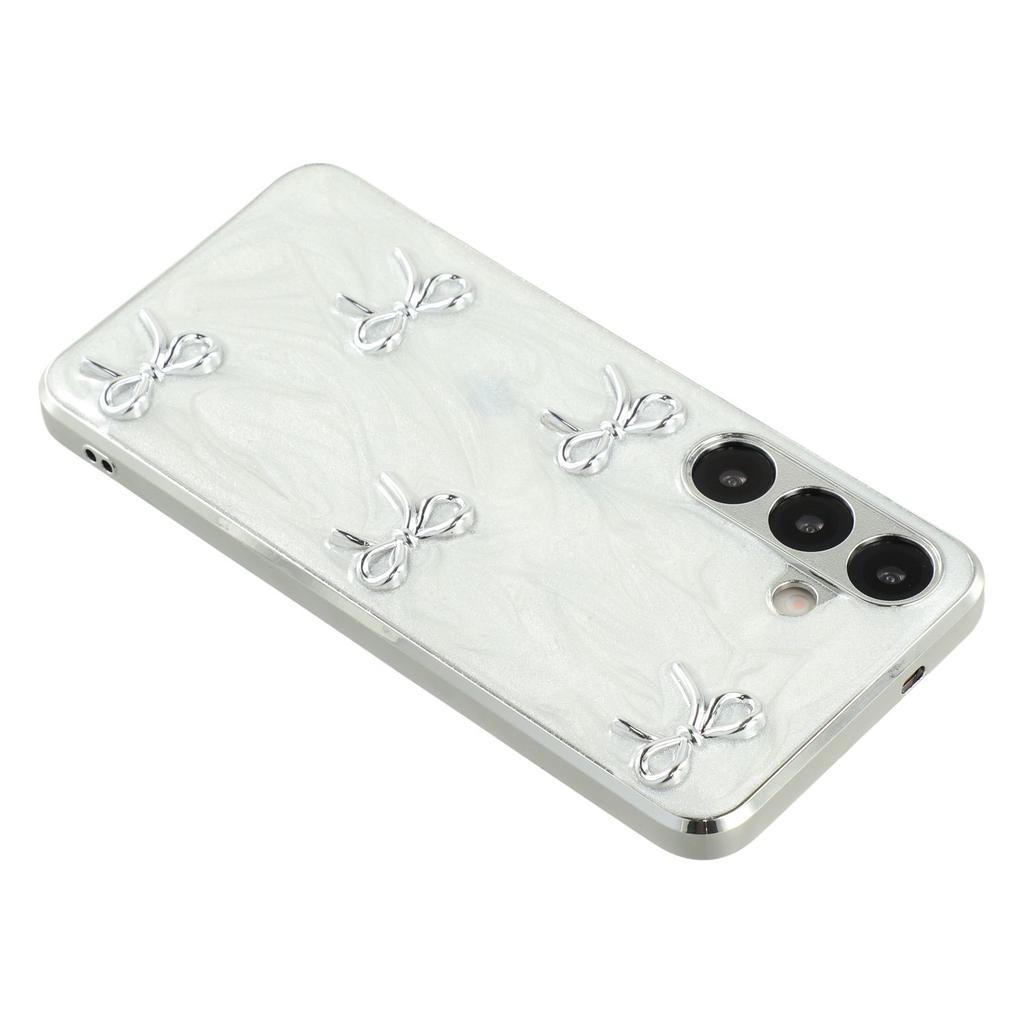 For Samsung Galaxy S24 FE Case Electroplated Epoxy Metal Decor TPU+Acrylic Phone Cover Precise Cutouts