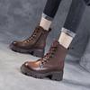 Fashion Chunky Leather Woman Short Shoes Round Toe Warm Ankle Boots for Women Autumn Winter Trend 2025 Goth Booties High Quality Pu Boot