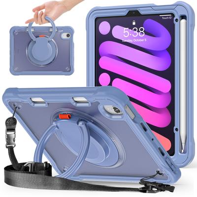 Чехол PboyiqiS для iPad Mini 7 (2024), iPad Mini 6 (2021) Полупрозрачный чехол 8,3 дюйма с ручкой-держателем, вращающейся на 360°, функцией подставки, противоударный, прочный