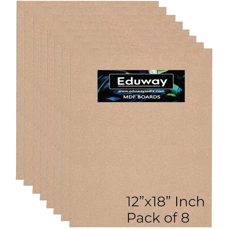 Eduway 12x18 дюймов МДФ холст для рисования, набор из 8 шт. - Премиальный картонный материал для художников, студентов художественных и ремесленных кружков - Твердый вырезанный