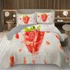 Клубничное покрывало Каваии Фруктовое покрывало Полуторное Кинг-сайз Милый комплект стеганого одеяла с клубничками для детей, девочек, подростков, для декора спальни взрослого