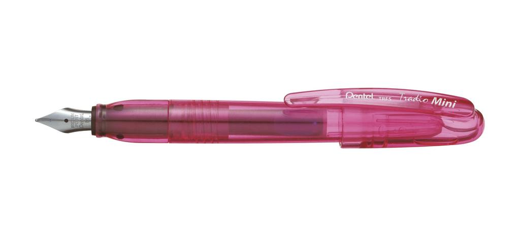 Pentel Trfs Tradio Mini Fountain Pen Medium Nib Pink Body Blue Ink - - -