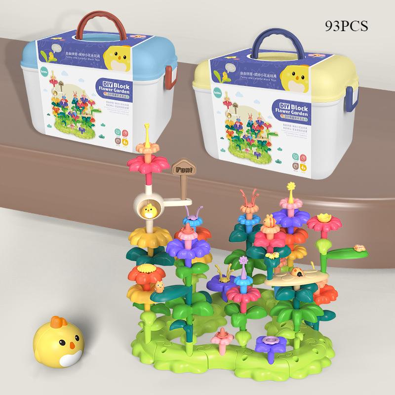 Children's Building Block Flower Bed Assembly Toys, Girls' Educational and Versatile Garden Building Block Flower Arrangement Toys Storage Box