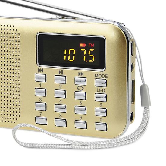 L218AM Digital Radio Rechargeable Emergency Flashlight 2 Inch AM FM Portable Radio Speaker