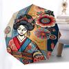 Japanese Geisha Art Print: Traditional Beauty in Vibrant ColorsUmbrella with Cute Design,Portable 3-Fold Compact Umbrella for Men&Women,Vale