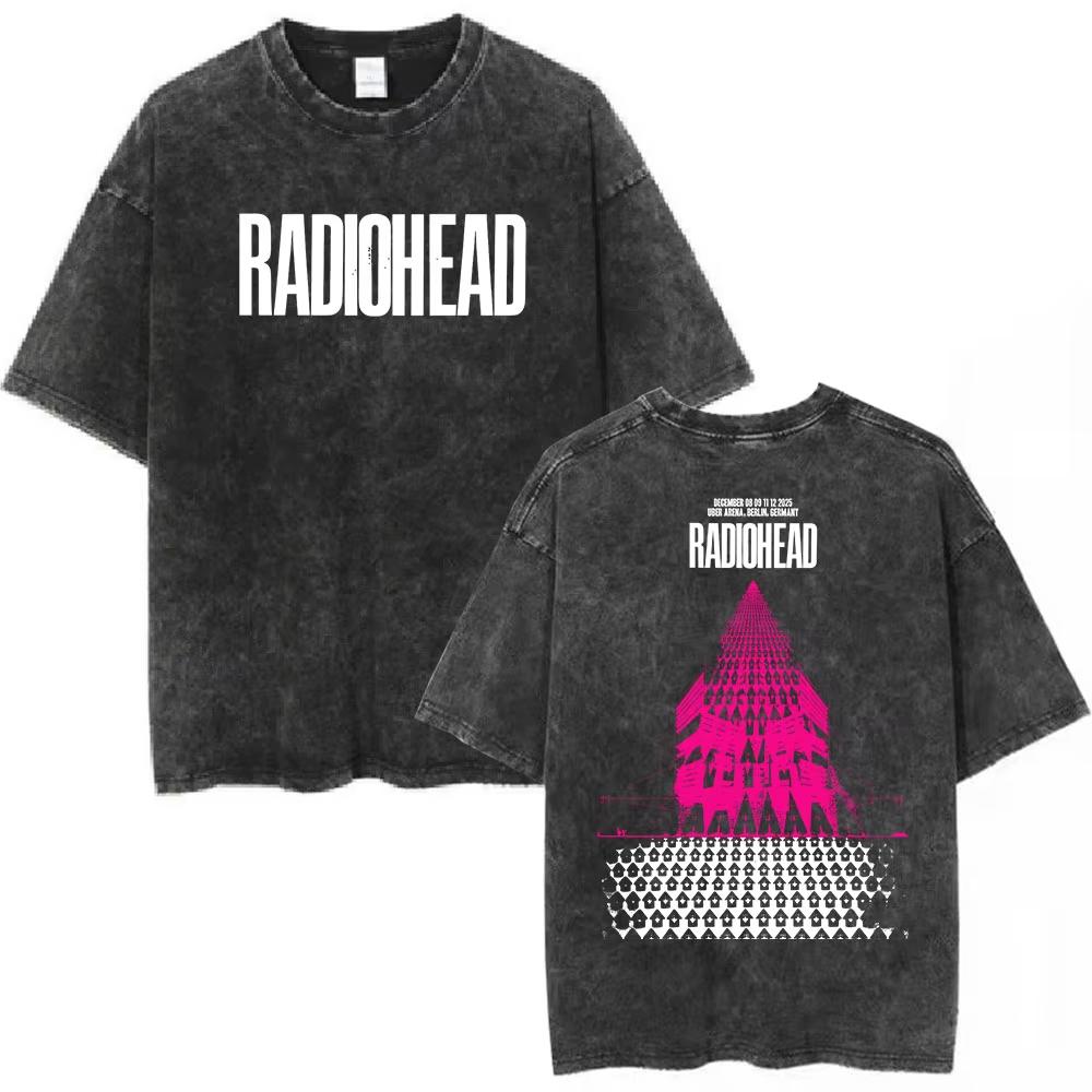 Rock Band Radiohead The Bend Забавная Кошка Винтажные Стираные Футболки Мужские Женские Мода Хип-Хоп Футболки Хлопок Мужская Футболка Уличная Одежда