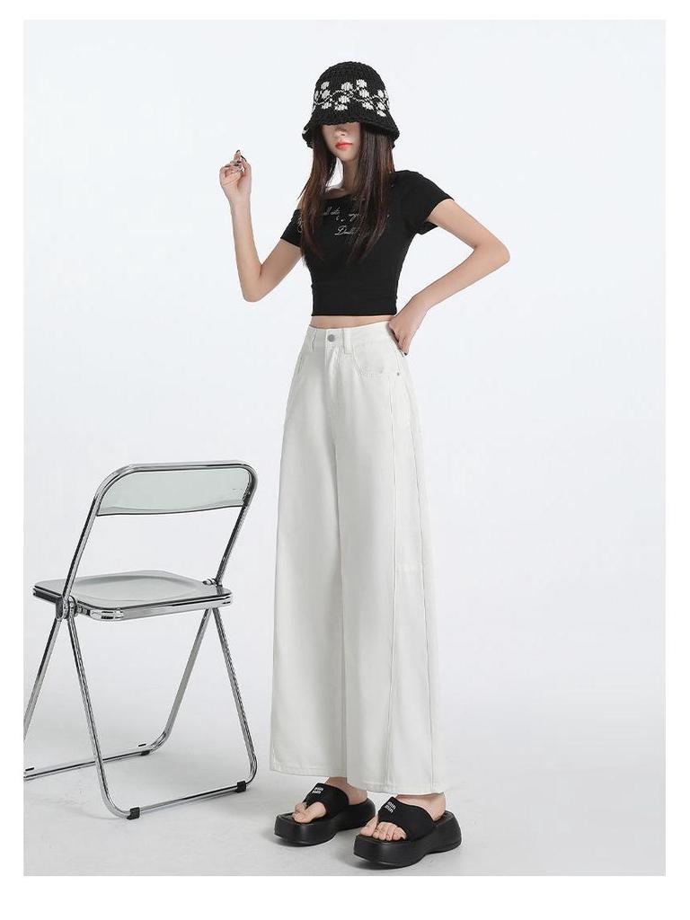 Женские джинсовые брюки wide-leg из тенсела - Высокая талия, стройнящие, дышащие, легкие, для лета и осени