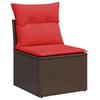 4 Piece Garden Sofa Set with Cushions Brown Poly Rattan